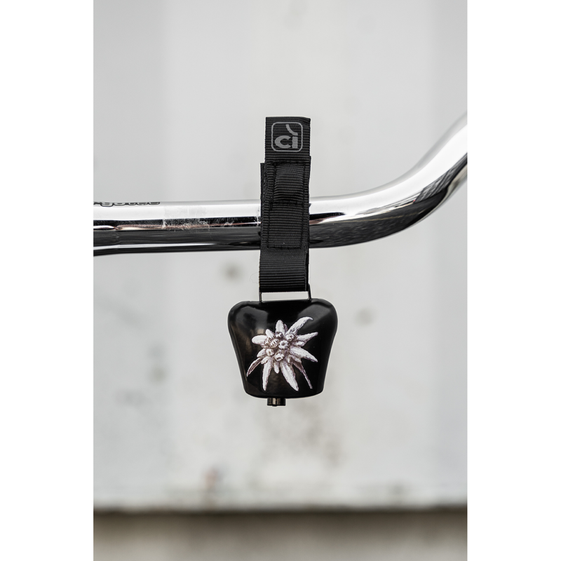Veloglocke Cowbell mit Magnet Motiv Edelweiss